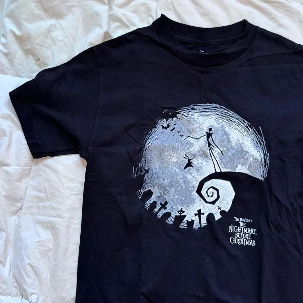 Nightmare before christmas black graphic t shirt S emo goth y2k hot topic casual